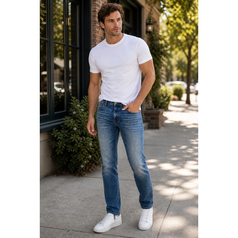 American Eagle Airflex+ Athletic Straight Jeans Medium Wash Stretch Denim 33x32